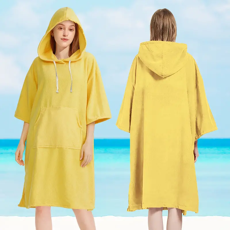 Surf Poncho Changing Robe - Quick Dry Solid Microfiber Unisex Hooded Towels