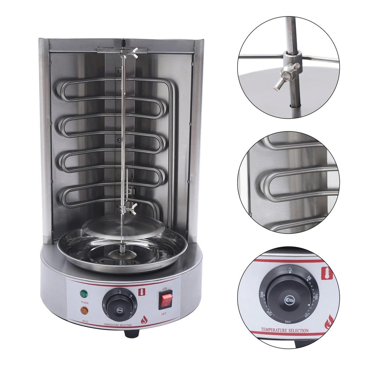 Electric Vertical Broiler - Countertop Shawarma, Gyro & Kebab Machine, Stainless Steel Rotisserie