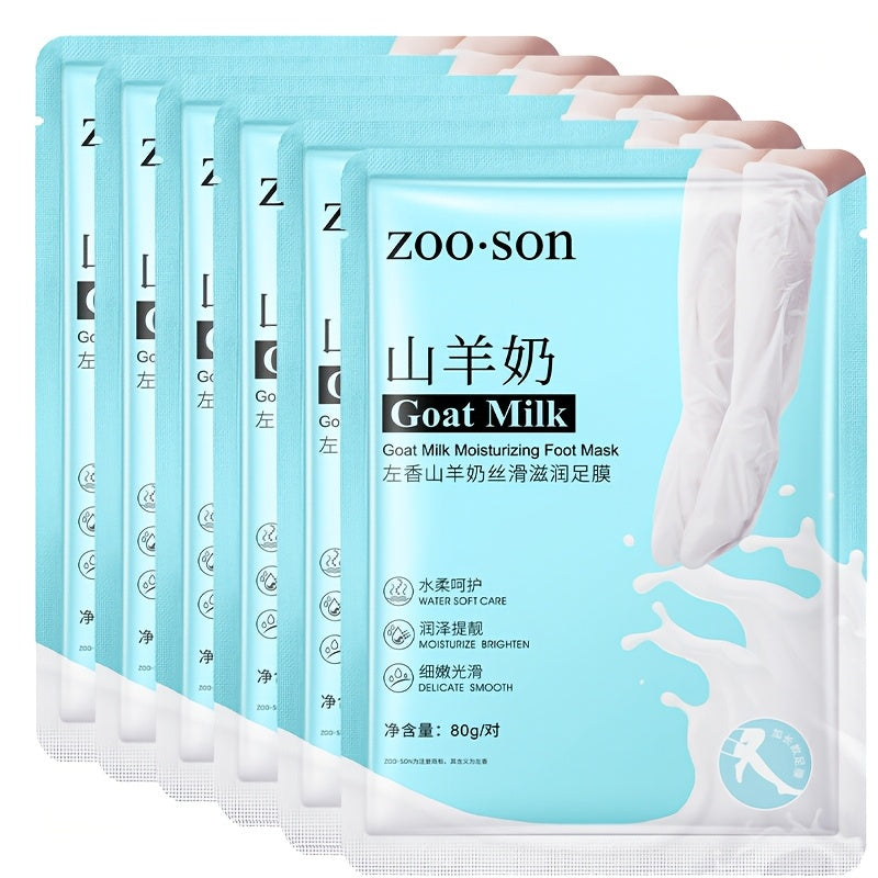Goat Milk Foot and Hand Mask 6 Pairs – Hydrating and Moisturizing Treatment for Soft, Smooth Skin and Intensive Repair Therapy