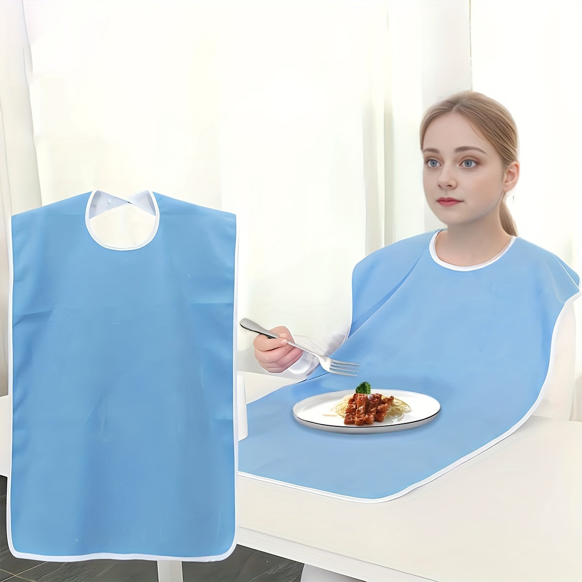 Adjustable Adult Bib – Machine Washable Red and Gray Fleece Bib for Elderly, Nursing, and Comfortable Everyday Protection