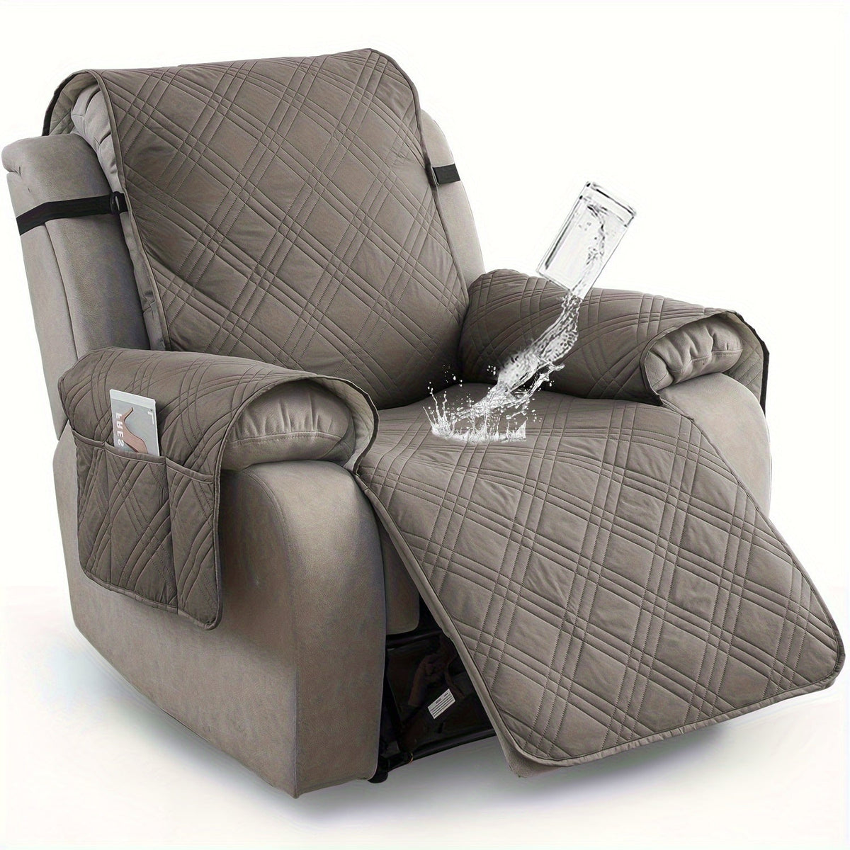 Waterproof Non-Slip Recliner Cover – One-Piece Chair Protector with Side Pockets