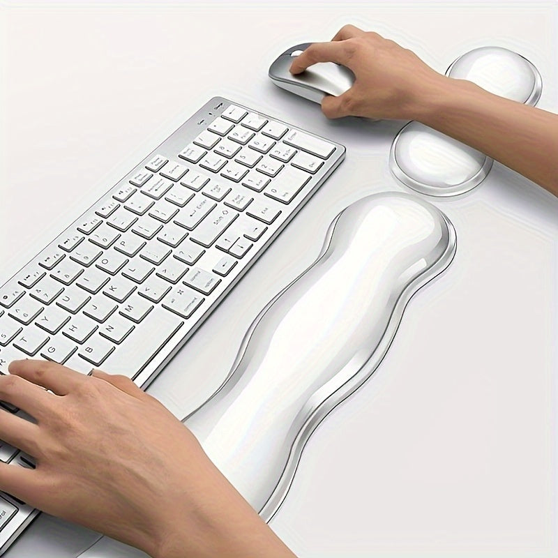 Cool Two-Piece Keyboard Hand Rest Set – Transparent Silicone Wrist Rest Pad for Mechanical Keyboards, Comfortable Ergonomic Mouse Support for Office and Gaming