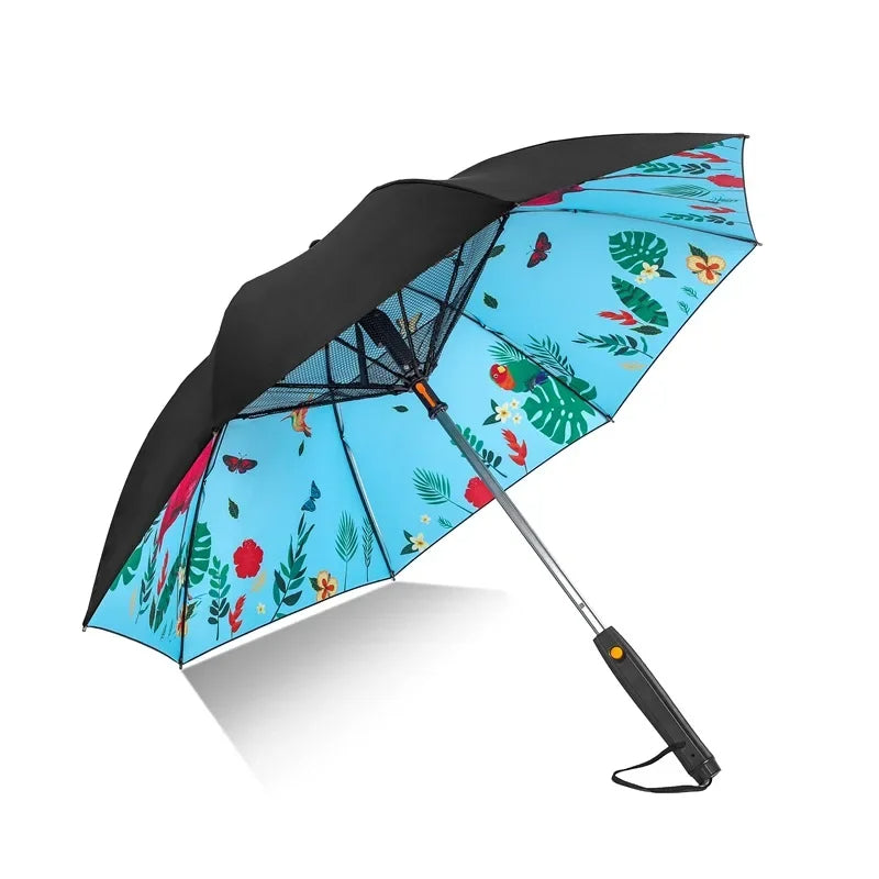 Misting Fan Umbrella – Full-Size Shade with a Built-In Fan and Hand-Pump Mist