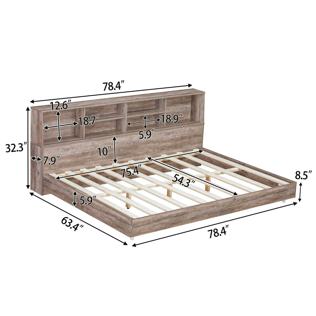 Full Size Daybed Frame with Bookcase Storage