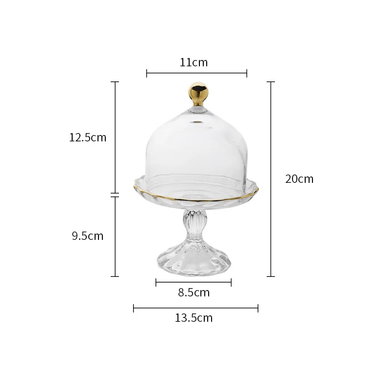Glass Pastry Dome Stand – Nordic-Inspired Tall Tray with Dustproof Cover for Stylish Dessert & Kitchen Décor
