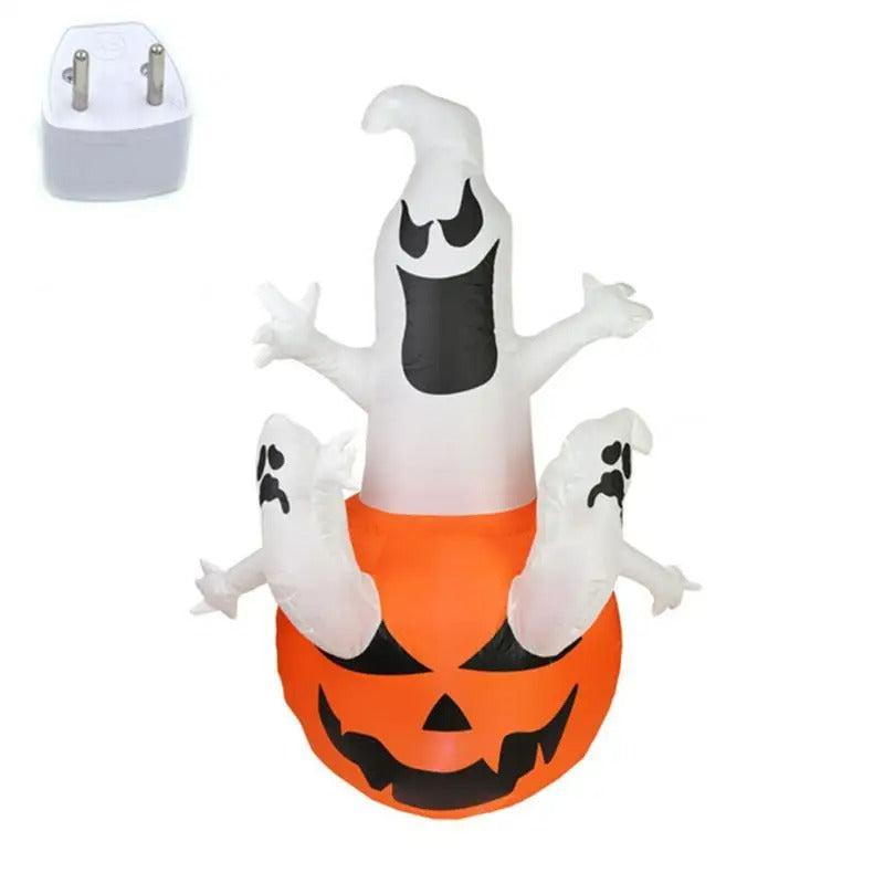 Halloween Inflatable Ghost Holding Pumpkin - Street Signs Decoration, Tricks or Treats, Halloween Festive Party