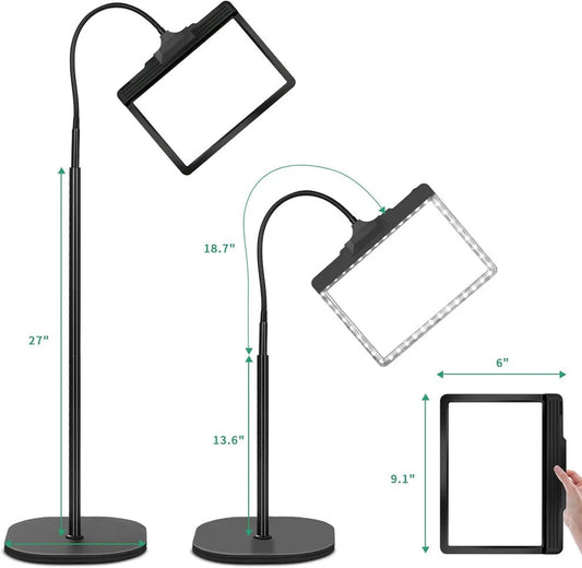 Full-Page Magnifying Glass with LED Light – Hands-Free Reading Aid for Books, Crafts & Hobbies
