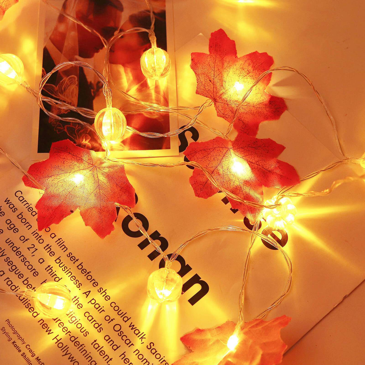 Maple Leaves Pumpkin String Lights - Halloween String Lights Hanging Fairy Atmosphere Lamp For Decorations