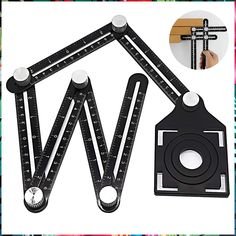 Multi Angle Measuring Ruler - 6-Sided Shape Measuring Tool & Adjustable Tile Punch Locator for Precision Woodworking & Construction