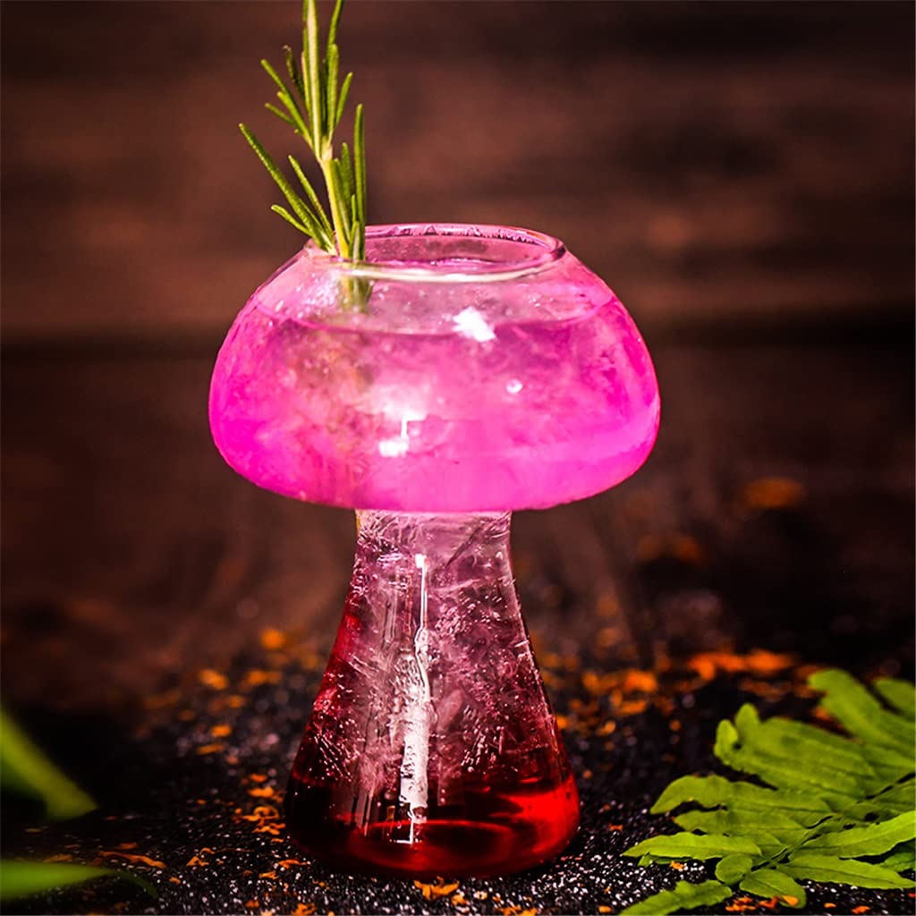 Mushroom Cocktail Glass – Enchanting Clear Cup with Straw for Beer, Wine & Creative Drinks