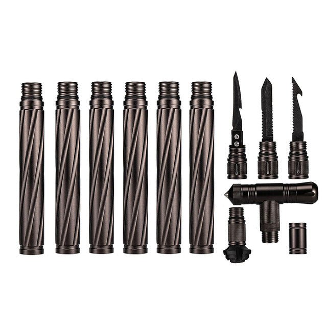 Screw-Together Trekking Staff with Camp Tool Heads – 3 to 6 Aluminum Tubes