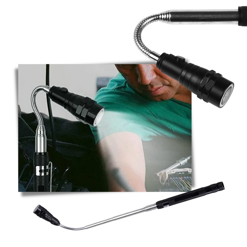 Telescopic magnetic LED flashlight