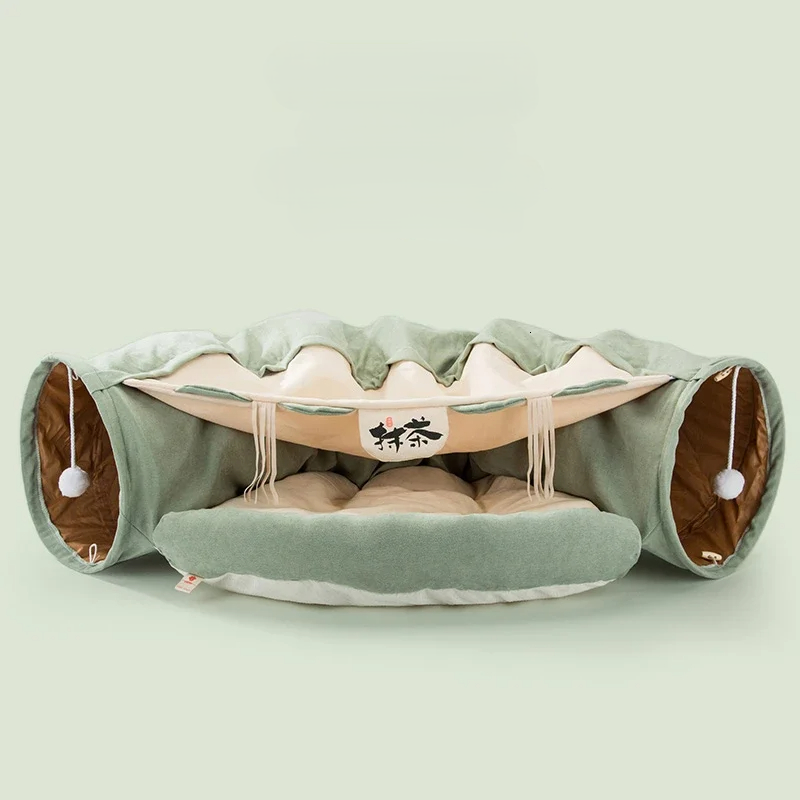 Collapsible Pet Tunnel Bed – Interactive Crinkle Pet Tent for Cat and Dogs for Play & Naps