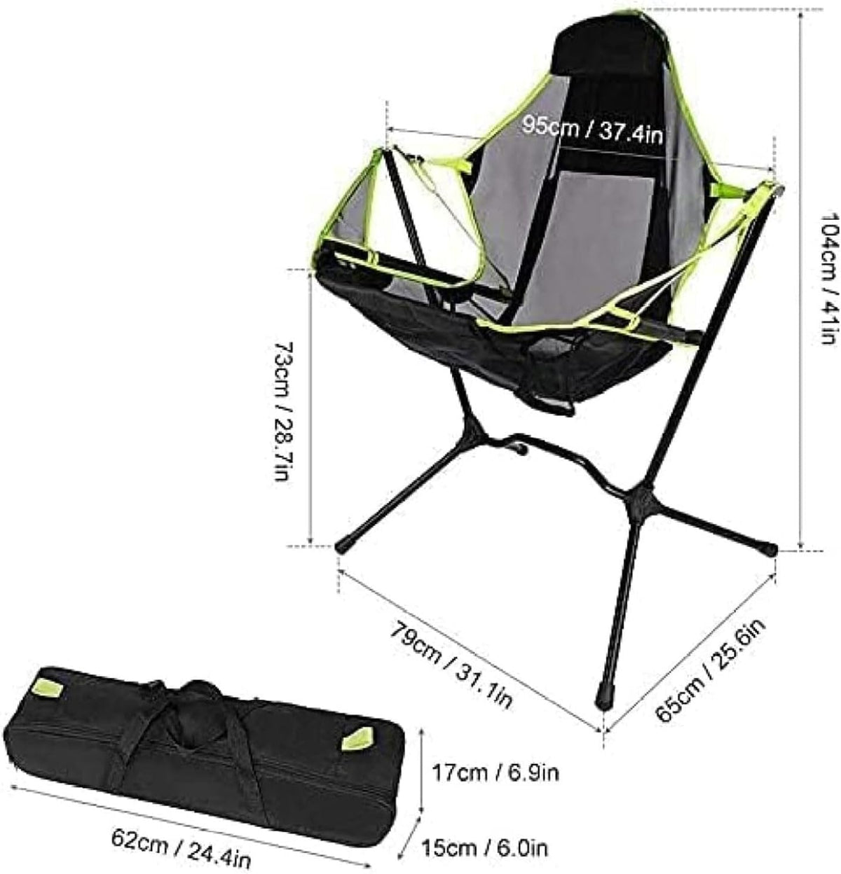 Portable Reclining Camping Chair - Camping, Beach, Outdoor Chairs for Adults