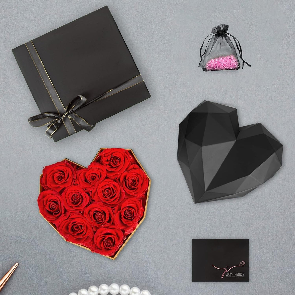 Preserved Flowers Heart Shape Box - Heart Shaped Transparent Acrylic Flower Box Perfect for Valentine's Day