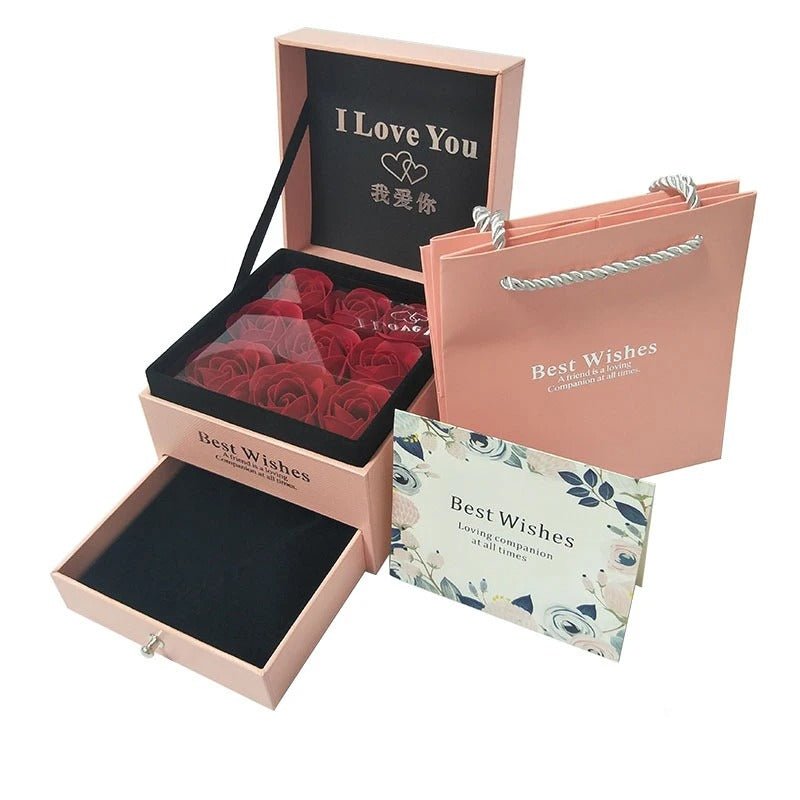 Red Rose Jewelry Box - Eternal Rose Acrylic Ornaments Box 2 Story Necklace Jewelry Box Perfect for Valentine's Day