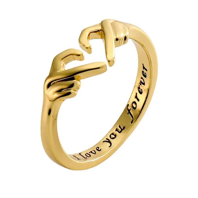 Romantic Double Hand Heart Rings – Adjustable Couple Jewelry for Weddings, Birthdays & Love Celebrations Perfect for Valentine's Gift