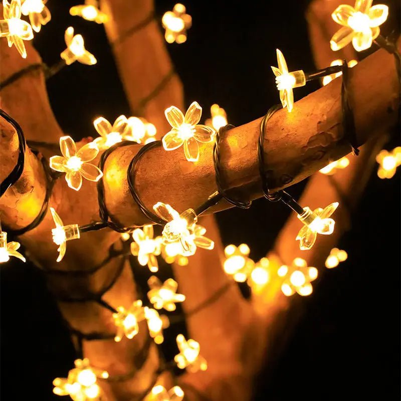 Cherry Blossom Fairy String Lights - Solar or Battery Powered, for Gardens, Weddings, Patios & Christmas Decor