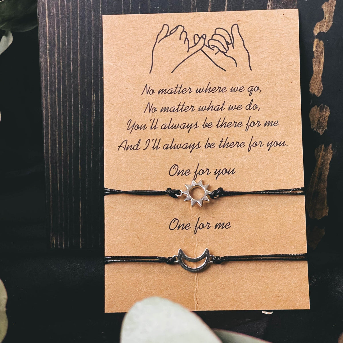Sun & Moon Adjustable Buddy Bracelet - Black Rope Thread String Bracelets For Couples Perfect for Valentine's Day