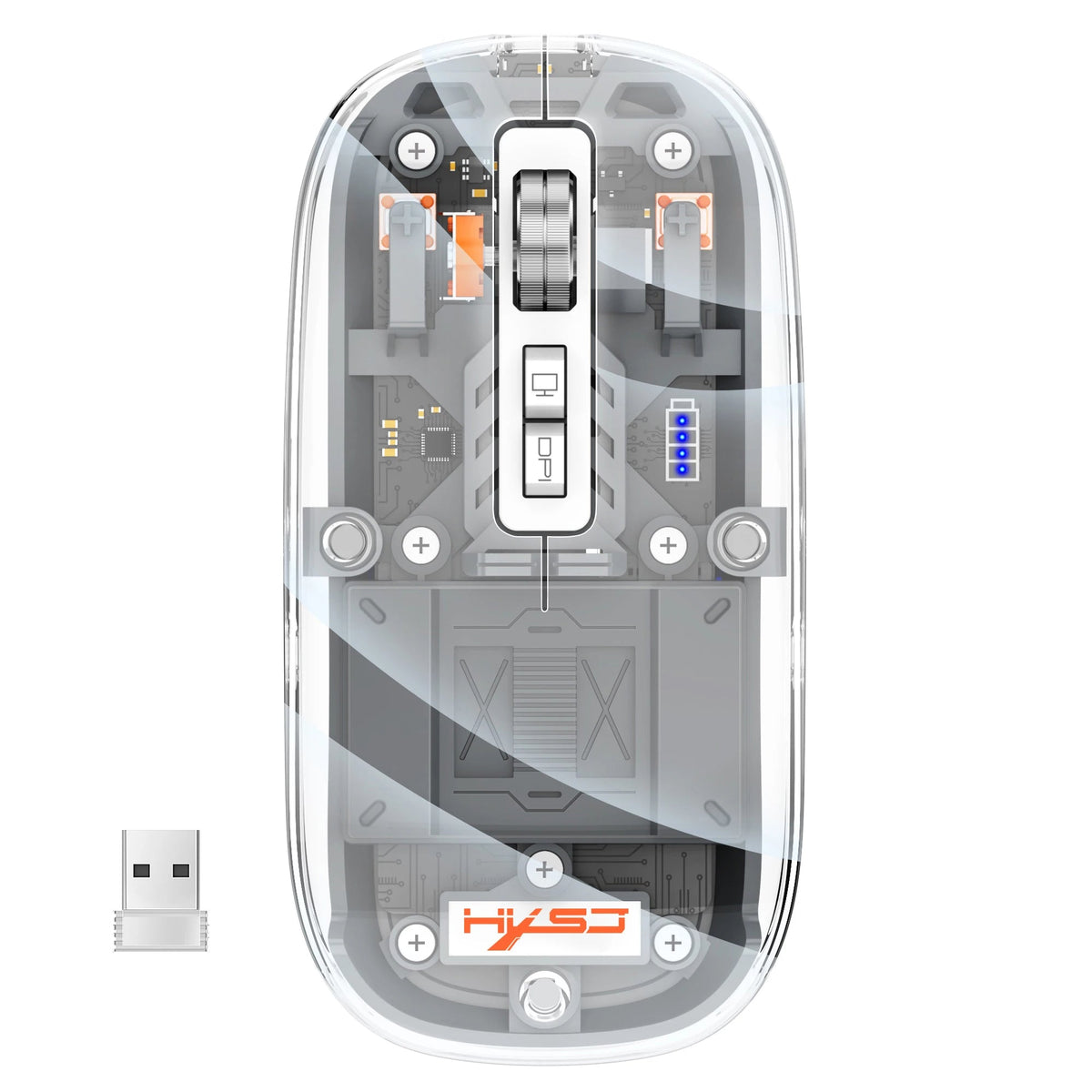 Tri-Mode Bluetooth Transparent Gaming Mouse – RGB Wireless Rechargeable Mouse with 2.4G & Dual Bluetooth for PC and Laptop