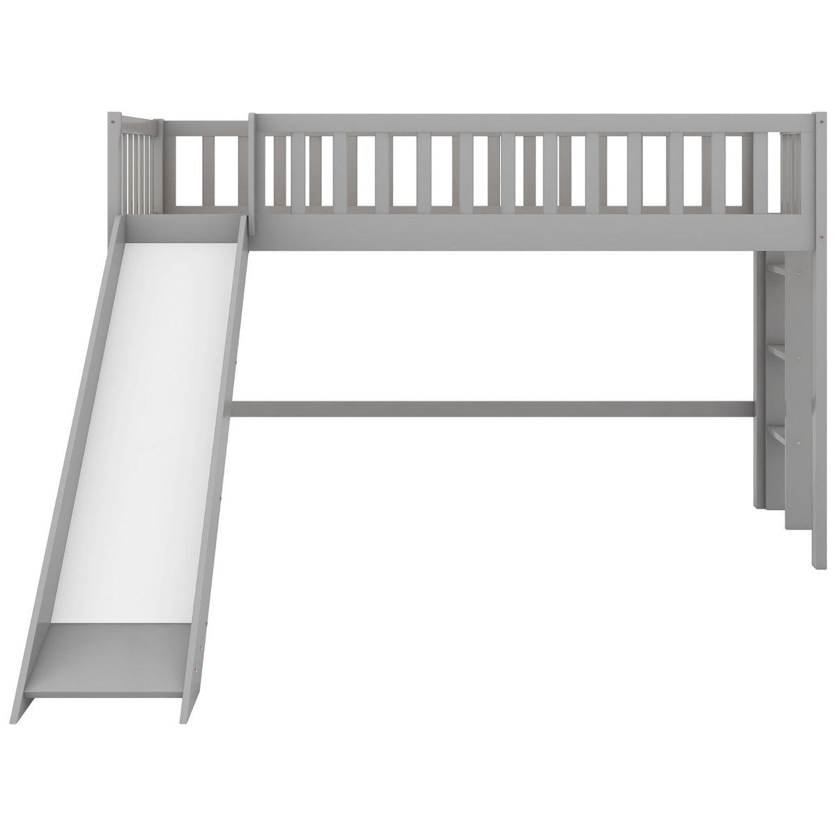 Twin-Size Low Loft Bed with Ladder and Slide