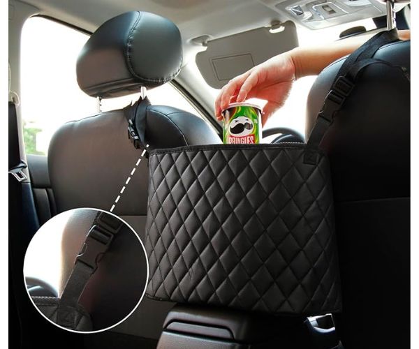 PU Leather Car Seat Back Organizer – Large Capacity Purse Holder & Storage Bag Between Front Seats