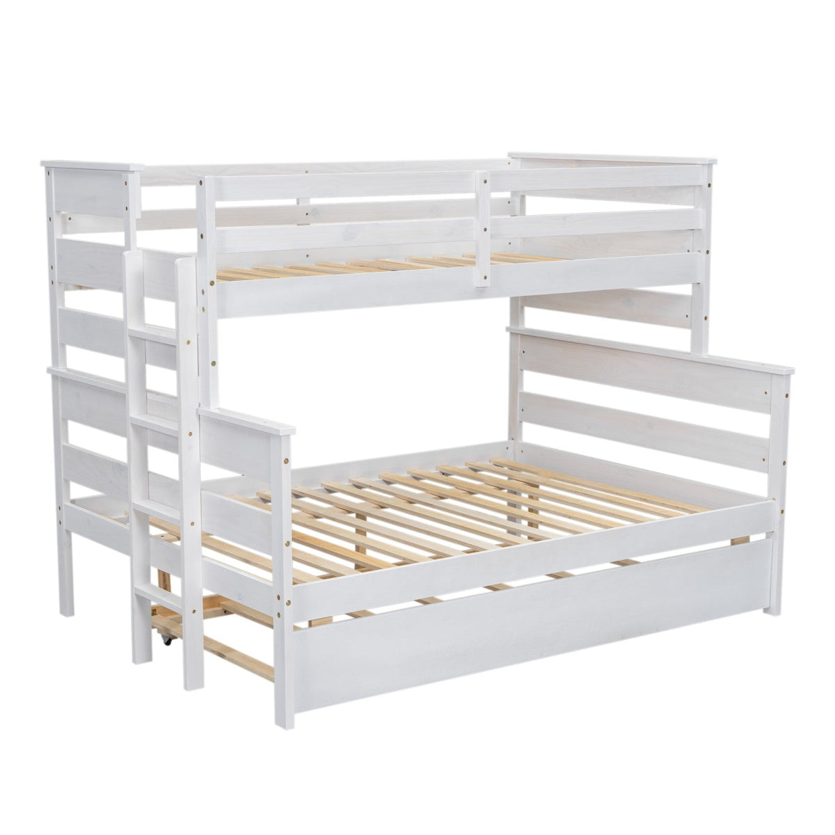 Wood Twin over Full Bunk Bed with Twin Size Trundle