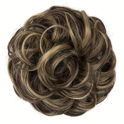 Messy Curly Hair Bun Extension – Voluminous Synthetic Elastic Chignon Scrunchie for Effortless Updo, Instant Volume & Natural-Looking Glam Hairpiece for Women
