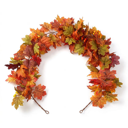 Autumn Maple Leaf Garland – 6.6 ft Artificial Fall Vine for Mantel, Staircase and Thanksgiving Table