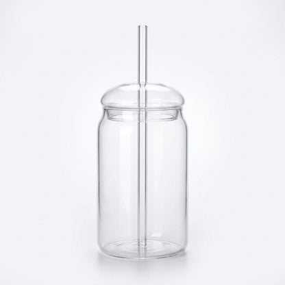 Glass Cup with Lid and Glass Straw – 15 oz Reusable Clear Tumbler for Iced Coffee & Cold Drinks