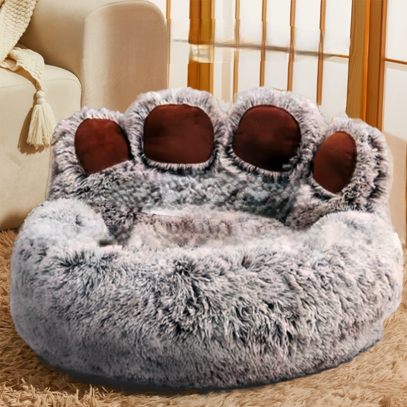 Plush Bear Paw Pet Bed - 6 Color Extra Large, Cozy All-Season Nest for Cats & Dogs, No Assembly Needed
