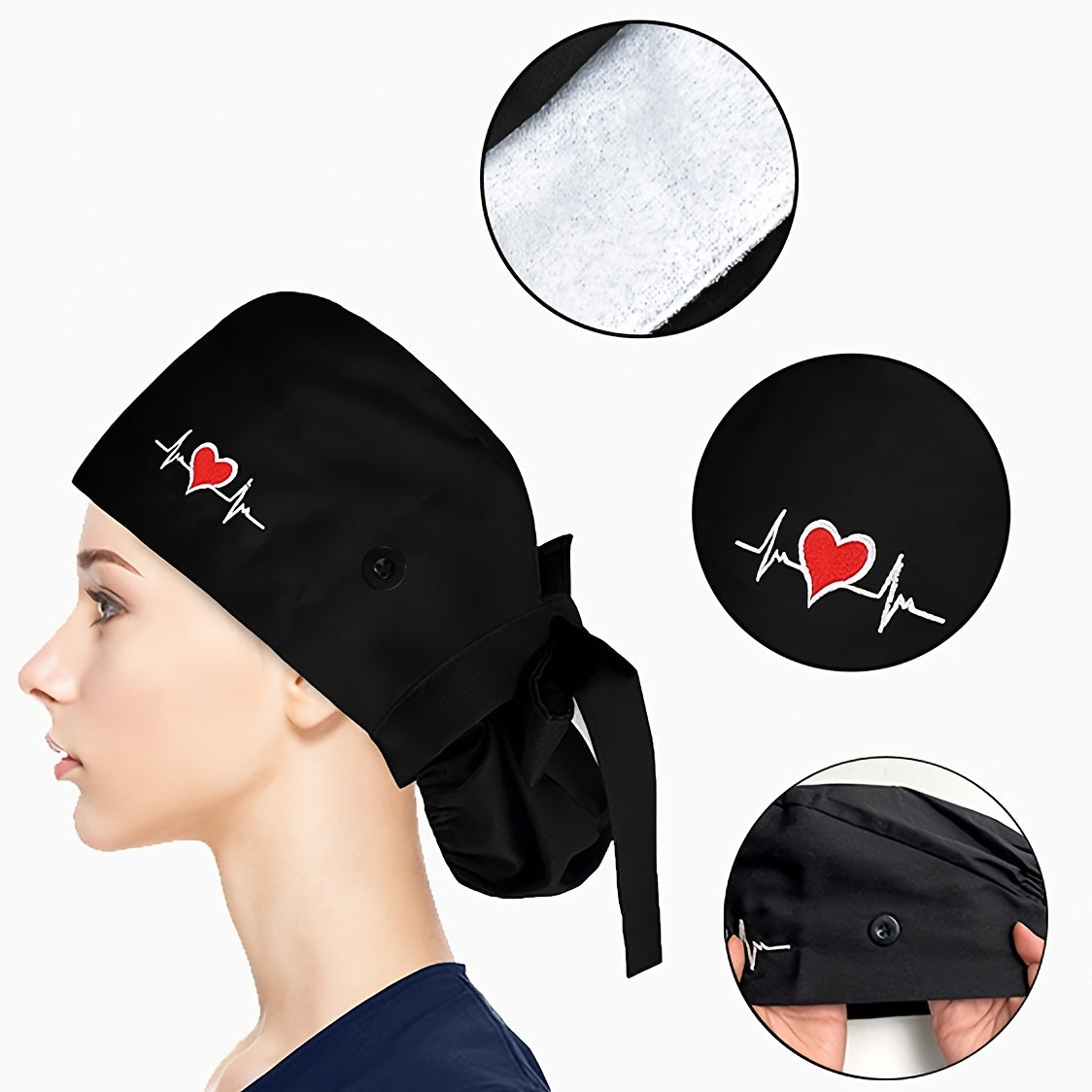 Adjustable Scrub Caps for Women – Lightweight Breathable Nurse Hats with Ponytail Holder for Doctors and Healthcare Staff