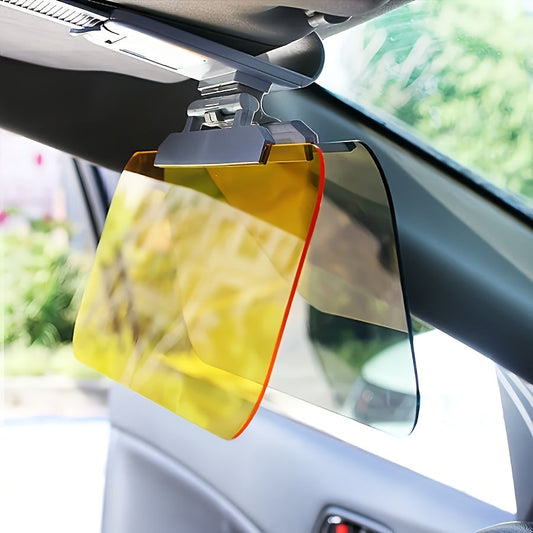 Dual-Use Car Sun Visor with Anti-Glare Filter – Adjustable Clip-On UV Shield and Night Vision Enhancer for Safer Day & Night Driving