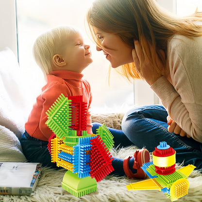 Hedgehog Building Block Set – 150-Piece  Soft Interlocking Brush Blocks for Preschool Learning, STEM Creativity & Holiday Gift Giving