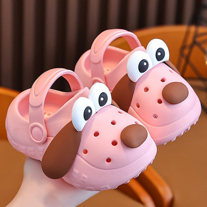 Kids Cartoon Puppy Slippers – Breathable Lightweight EVA Slip-On Shoes with Non-Slip Design for Beach, Pool, Travel, and All-Season Comfort