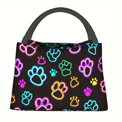 Dog Paw Print Insulated Lunch Bag – Waterproof, Reusable Cooler Tote for Picnics, Beach Days, Work, and School Lunch Essentials