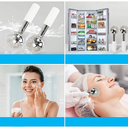 Stainless Steel Facial Ice Ball Roller – Cold Therapy Massage Tool for Tightening, Puffiness Reduction, Blood Circulation, and Soothing Facial Rejuvenation at Home