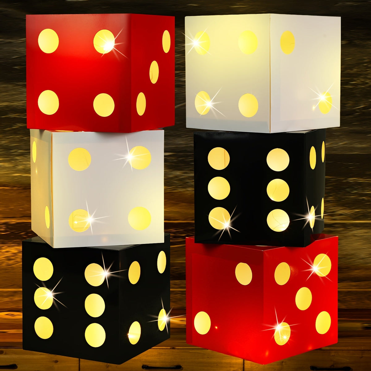 Light-Up Dice Favor Boxes- 6pcs Large Balloon Boxes for Game Night, Birthday Parties, or Retro Casino-Themed Events