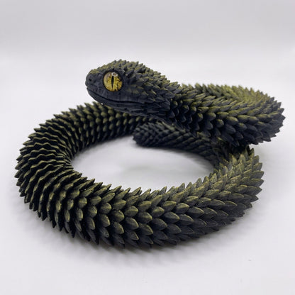 3D-Printed Articulated Snake - Posable Bush Viper Desk Fidget
