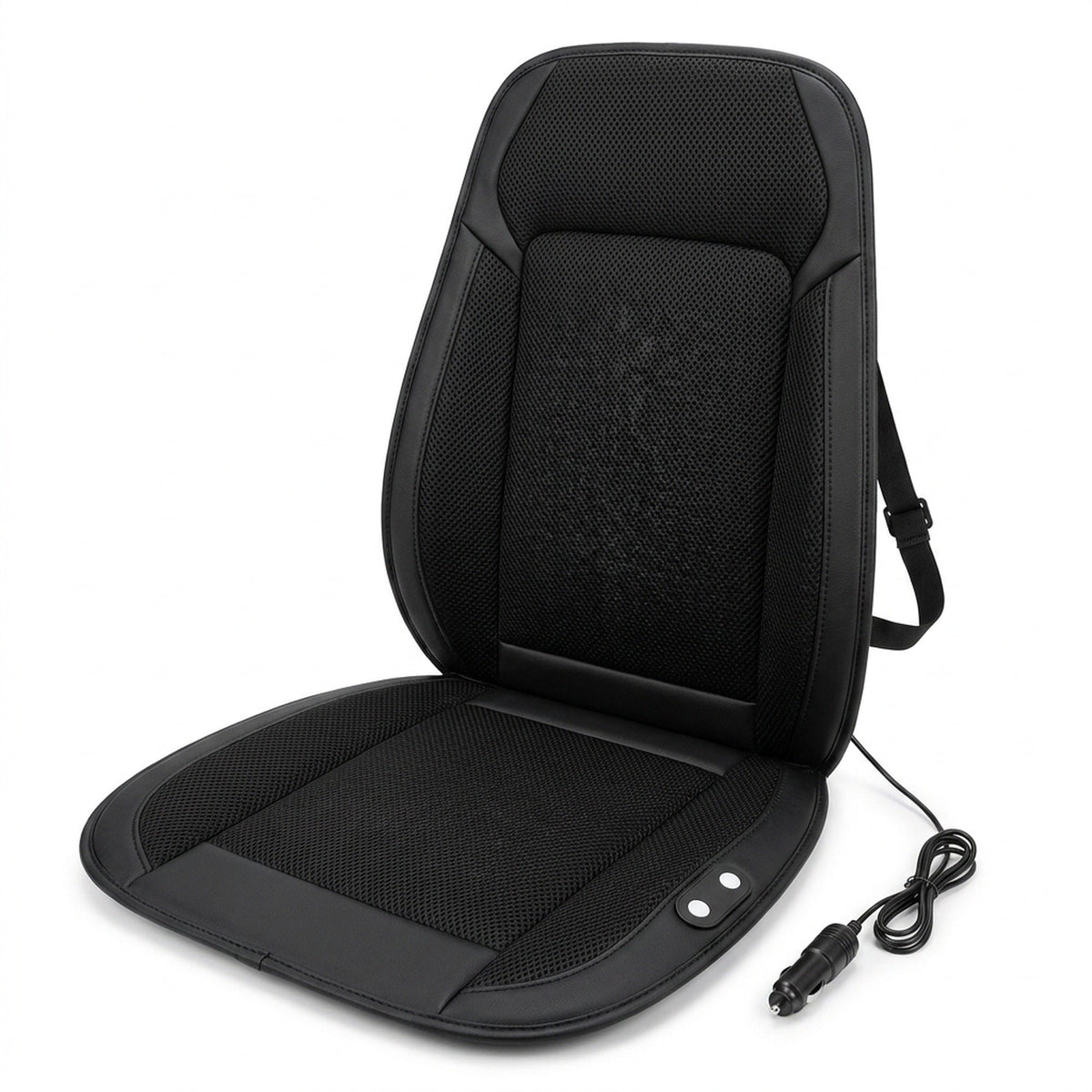Ventilated Car Seat Cushion - 12V Fan Cooling with Lumbar Massage