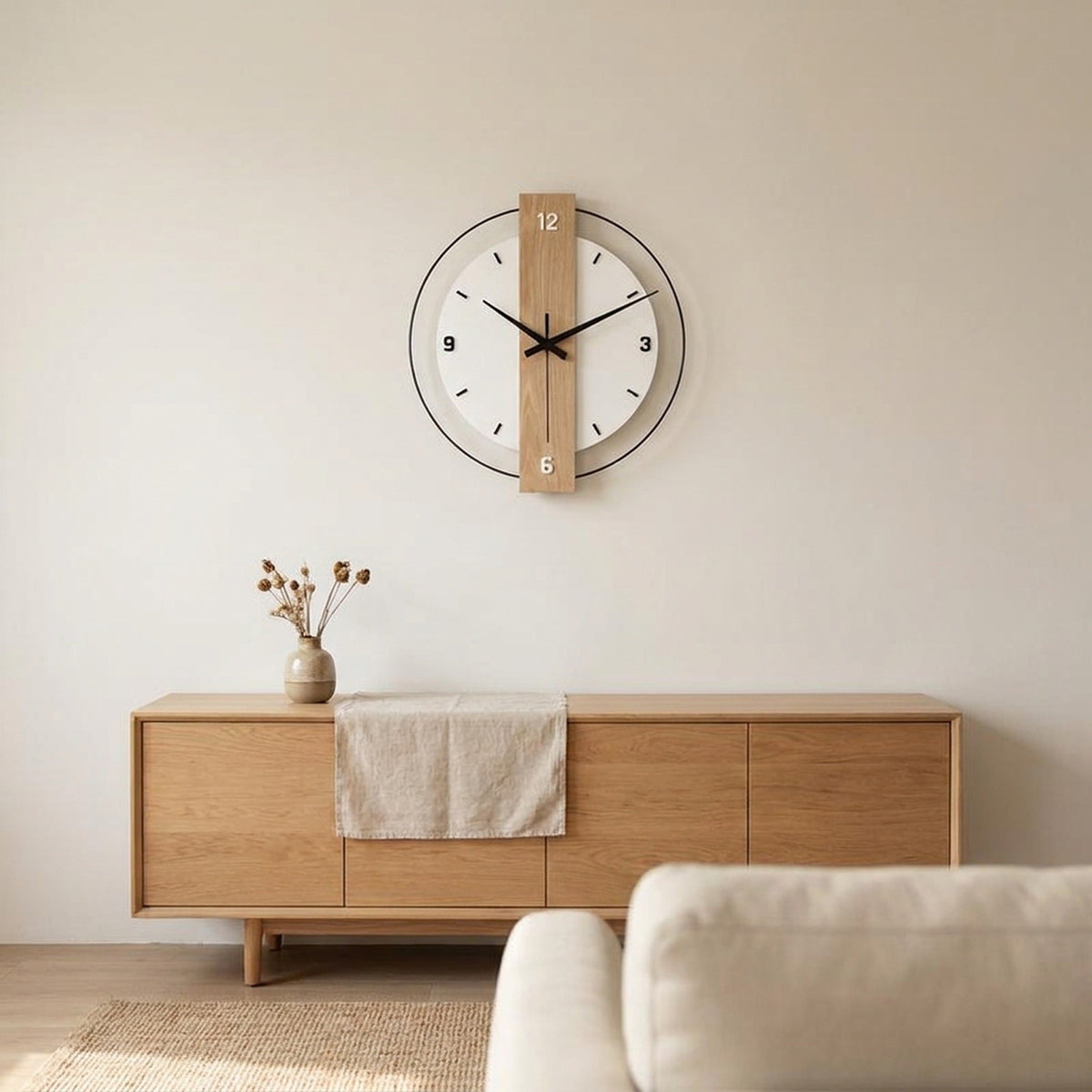 Nordic Minimalist Wall Clock – Modern Silent Living Room Clock for Home, Restaurant & Interior Aesthetic Decor