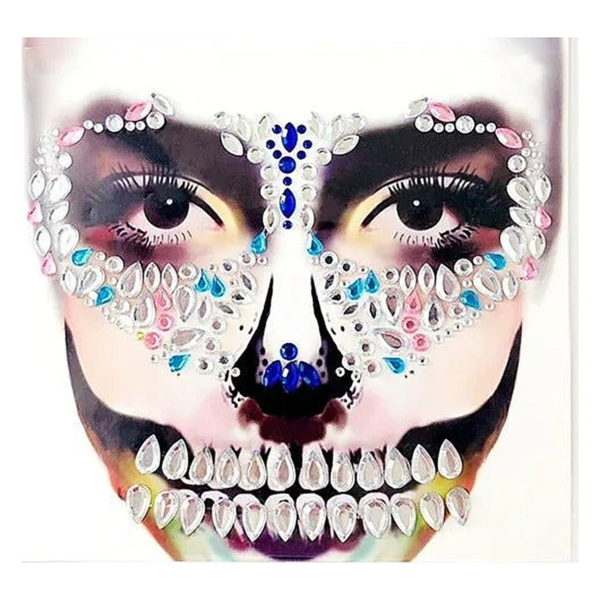 Halloween Face Stickers - Party Horror Grimace Decorations, Acrylic Gem Temporary Tattoo Stickers