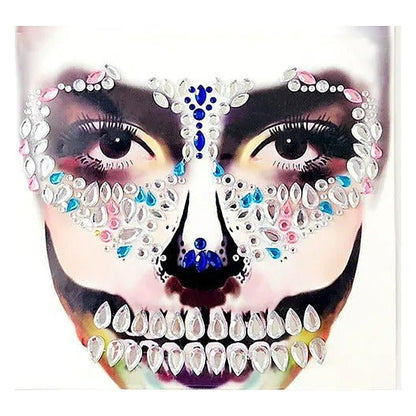 Halloween Face Stickers - Party Horror Grimace Decorations, Acrylic Gem Temporary Tattoo Stickers