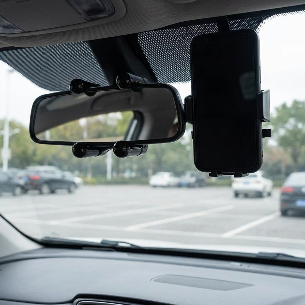 Rotatable and Retractable Car Phone Holder - 360 Degree Rear View Mirror Phone Holder
