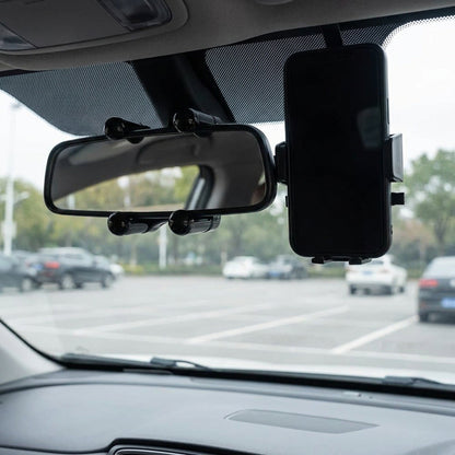 Rotatable and Retractable Car Phone Holder - 360 Degree Rear View Mirror Phone Holder