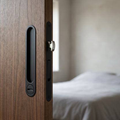 Invisible Entry Hook Pocket Door Lock –  With Interior Lock Fittings, Modern Sliding Hardware for Doors, Rooms, or Minimalist Spaces