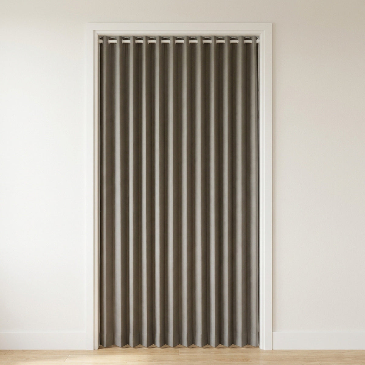 Blackout Door Curtain – Accordion Folding Room Divider Curtain for Doorways & Closets, Pleated Fabric Panel with Hooks