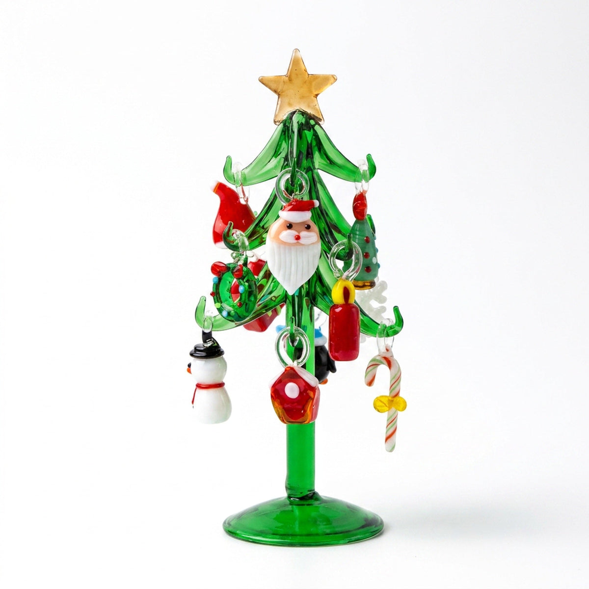 Handmade Murano Glass Christmas Tree Figurine – 15cm Ornament for Home Décor, Collectibles & Elegant Holiday Gift Giving