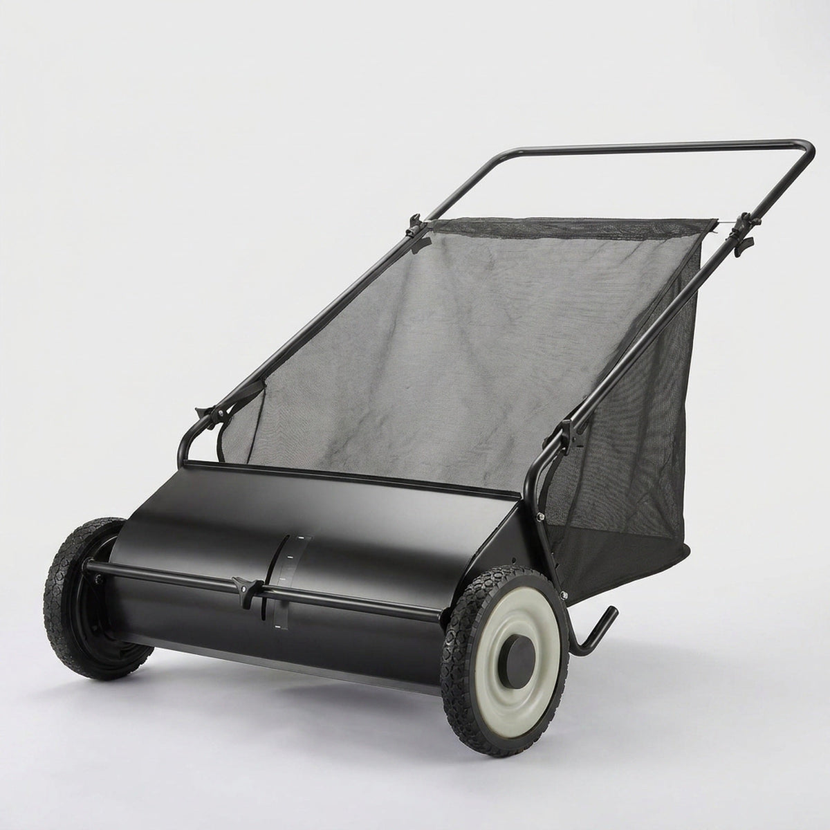 Push Lawn Sweeper - 26 in Sweeping Path, 7 cu ft Mesh Hopper, Four Spinning Brushes, No Fuel or Cord