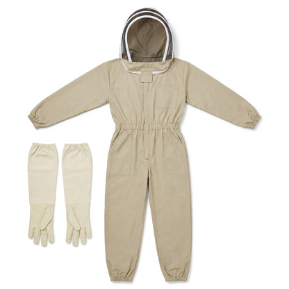 Professional Full-Body Beekeeping Suit with Ventilation and Protective Gloves – Durable Safety Outfit for Beekeepers and Outdoor Apiary Work